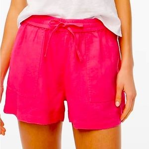 J. Crew Linen Blend Drawstring Hot Pink Shorts Size L